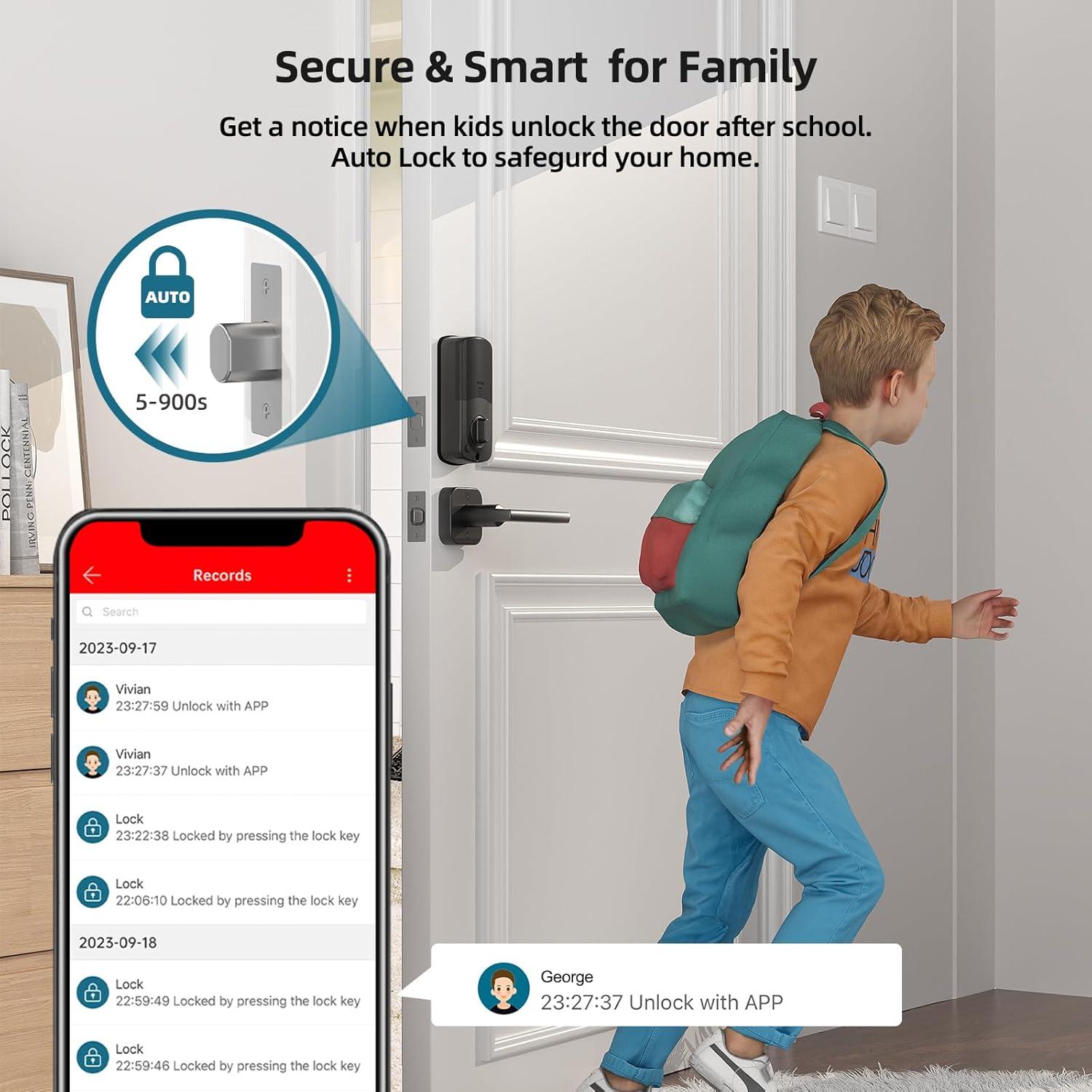 Cerradura Inteligente SMONET WiFi M6 Negra con Huella Dactilar