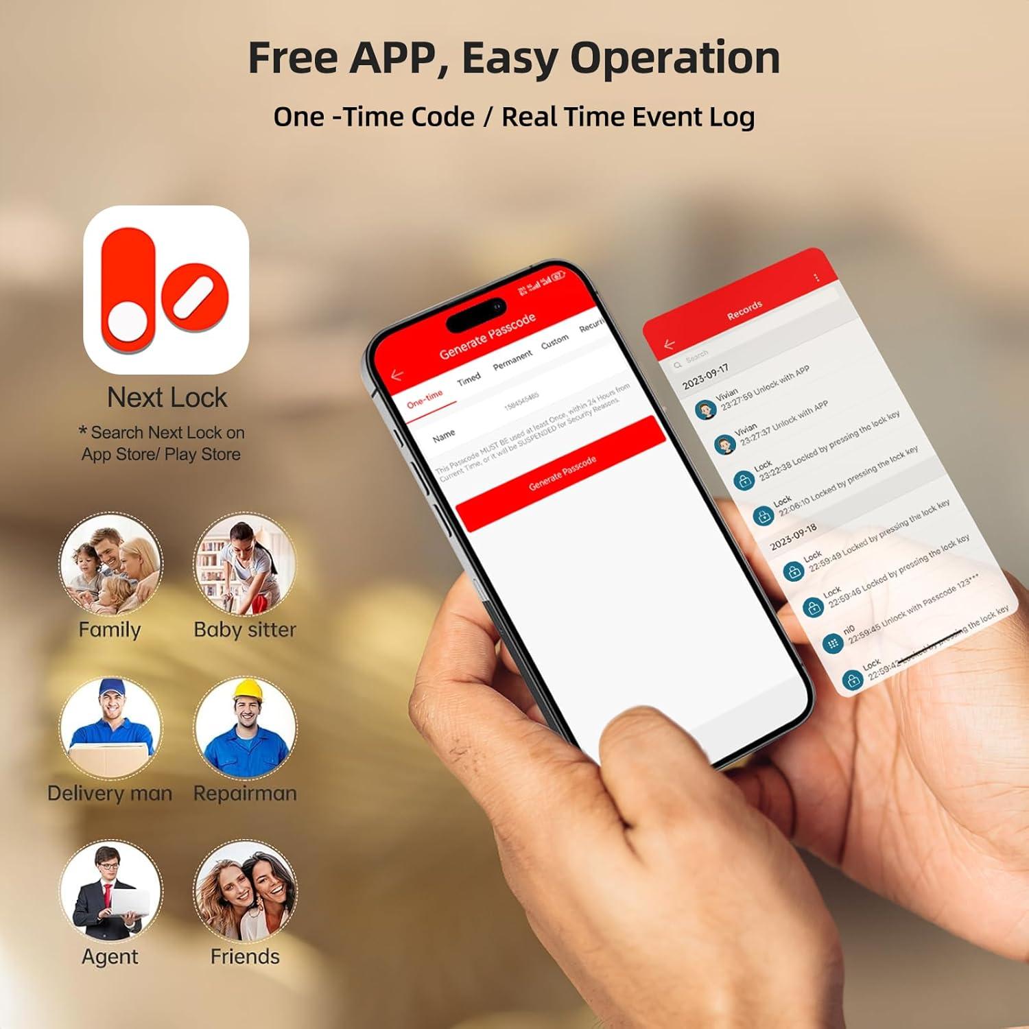 Cerradura Inteligente SMONET WiFi M6 Negra con Huella Dactilar
