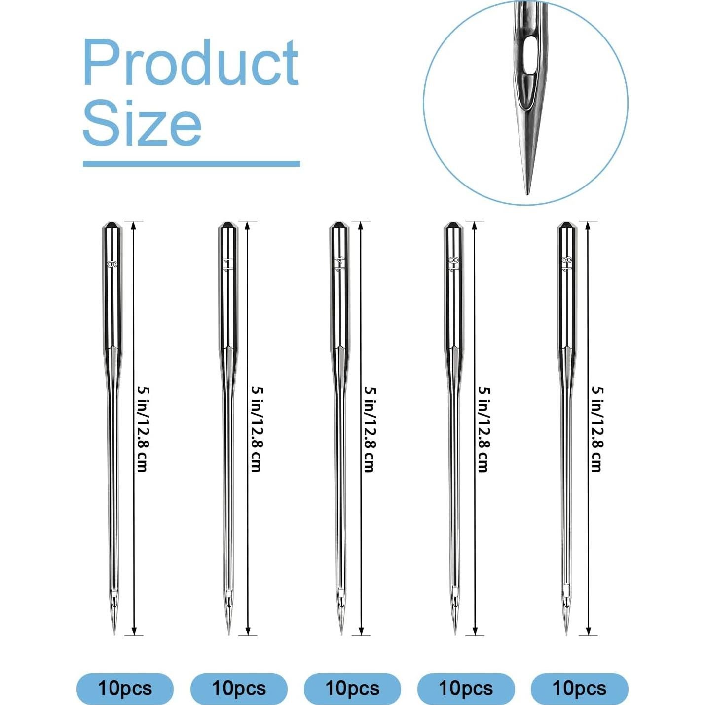 50 Agujas de Máquina de Coser Universales HAX1 - Variadas 65/9 a 110/18