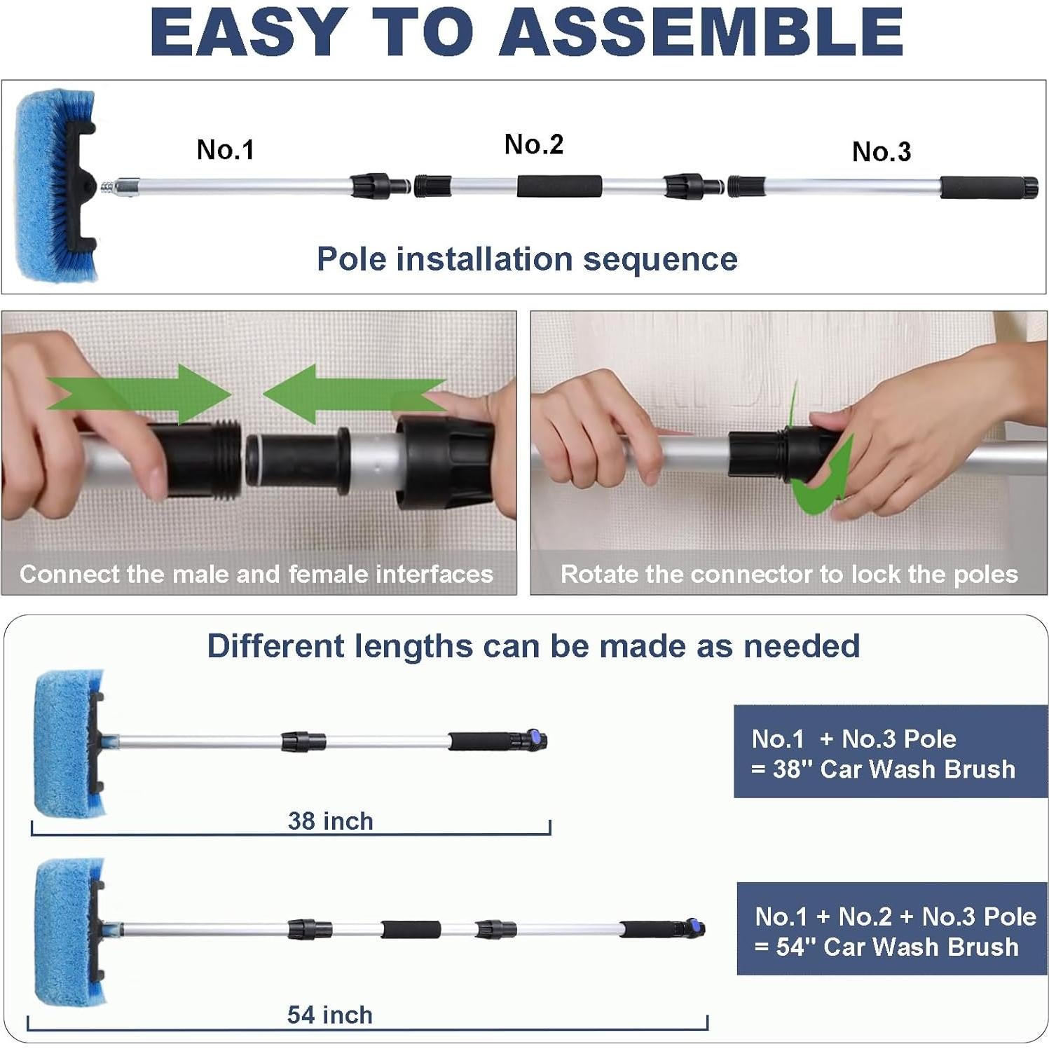 Cepillo de Lavado de Autos NAVAPAL 54" Mango Extensible Azul