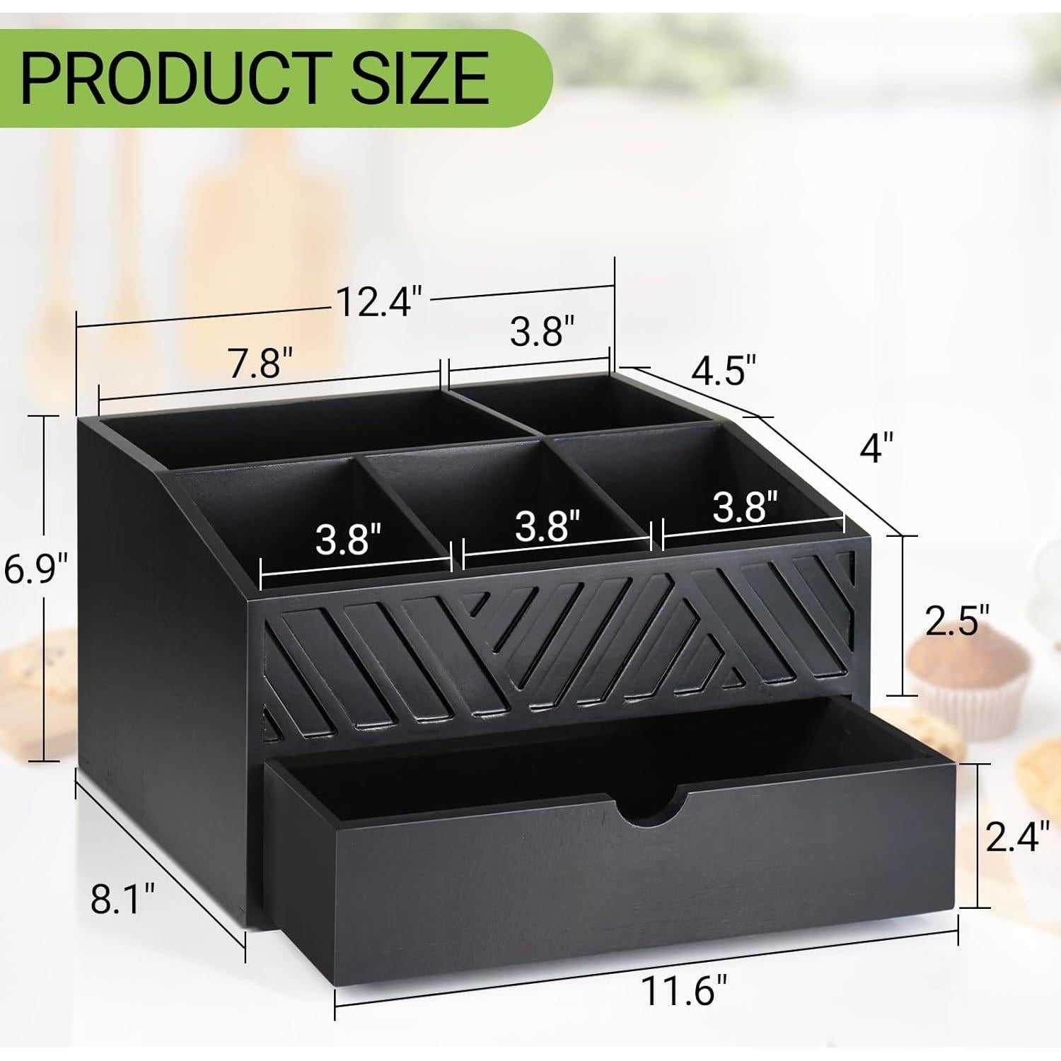 Organizador de Bar de Café Ugiftt de Madera con Cajón y Soporte