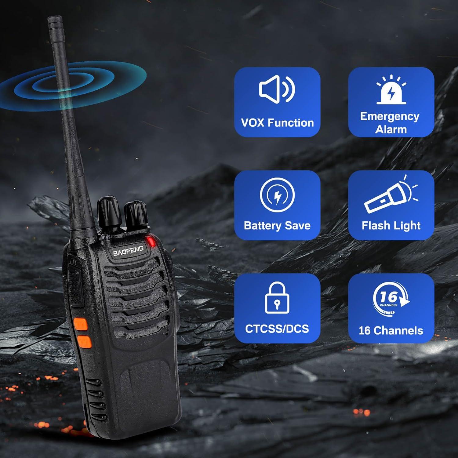 Walkie Talkies Baofeng 888S 4 Pack con Auriculares