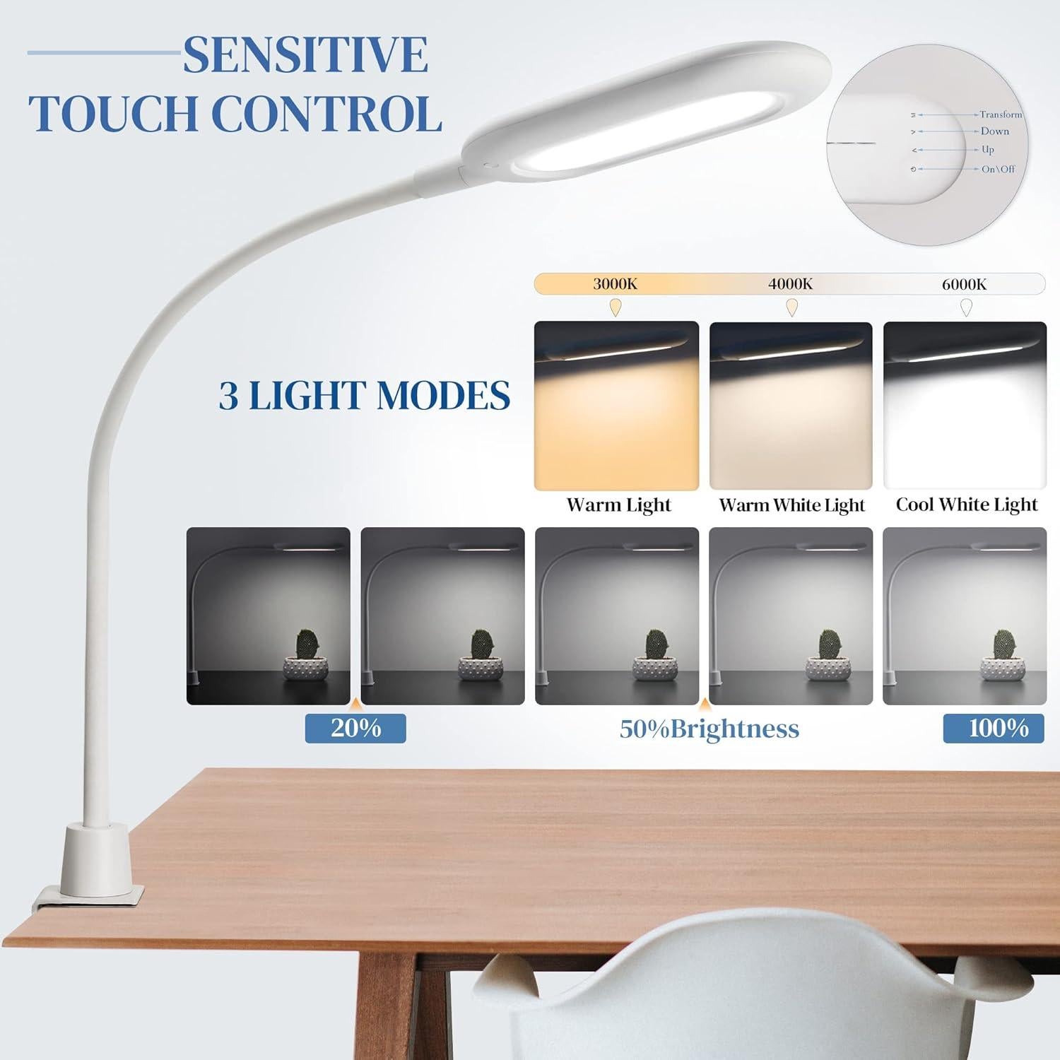 Lámpara de Escritorio LED TOPMB HT8008-JC 10W Regulable 3 Modos