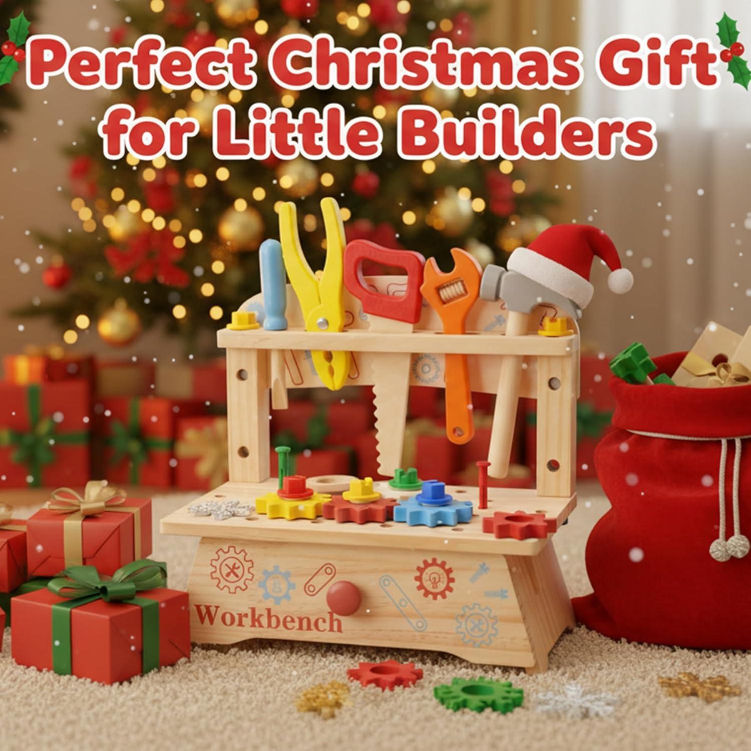 Banco de Herramientas de Madera REXBETI para Niños 3-5 Años