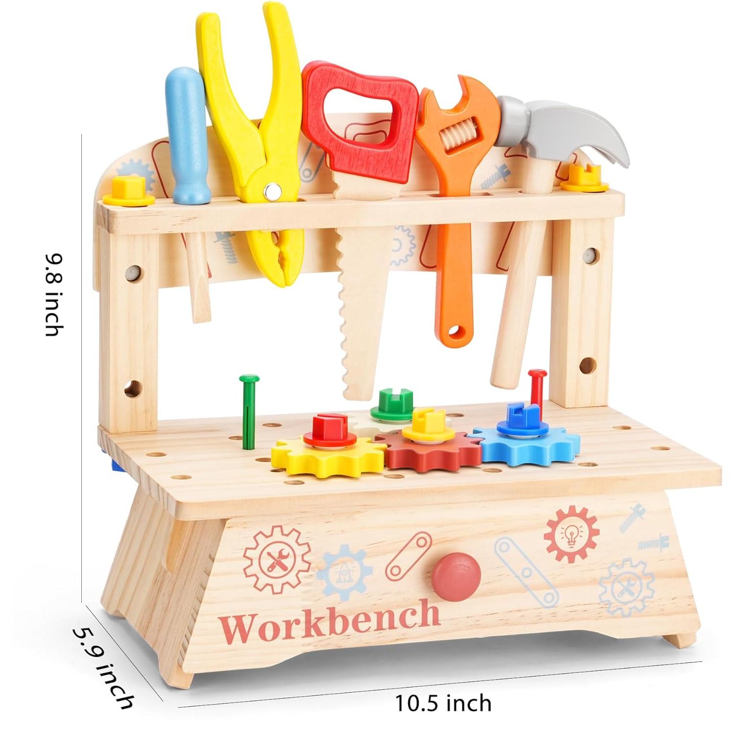 Banco de Herramientas de Madera REXBETI para Niños 3-5 Años