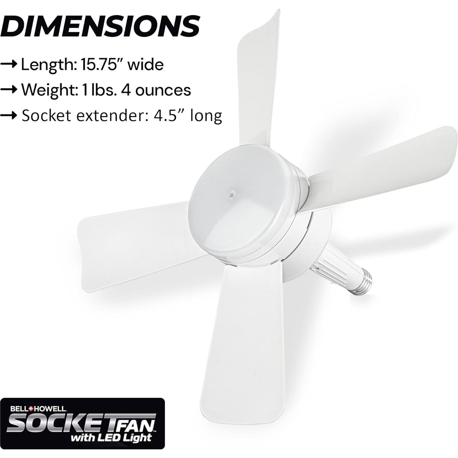 Ventilador de Techo Bell+Howell Socket Breeze con Luz LED 25.4 cm