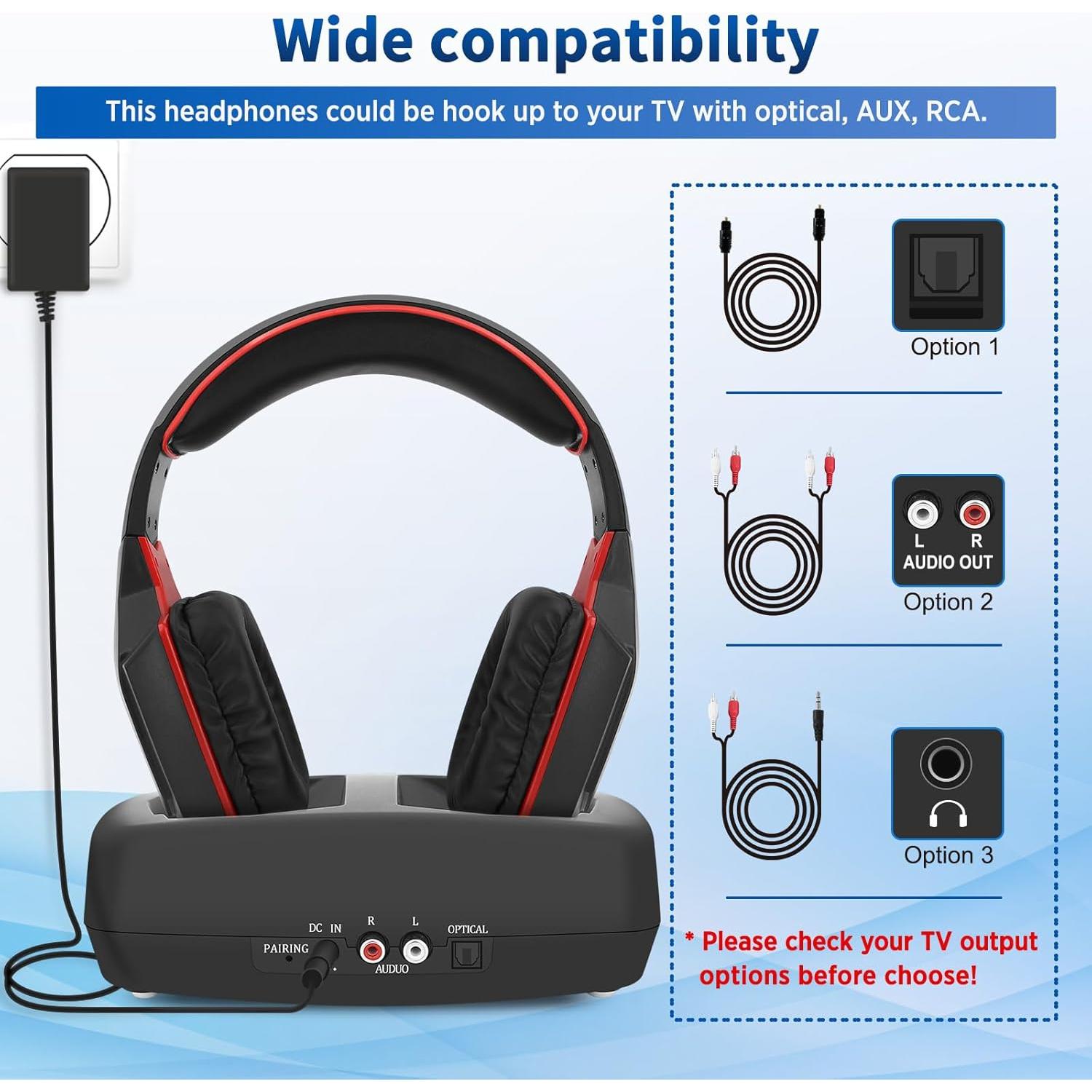 Auriculares Inalámbricos WallarGe para TV con Base RF 20h