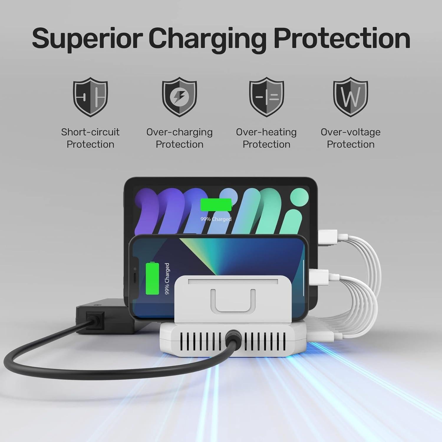 Estación de Carga Unitek 96W 10 Puertos USB Carga Rápida