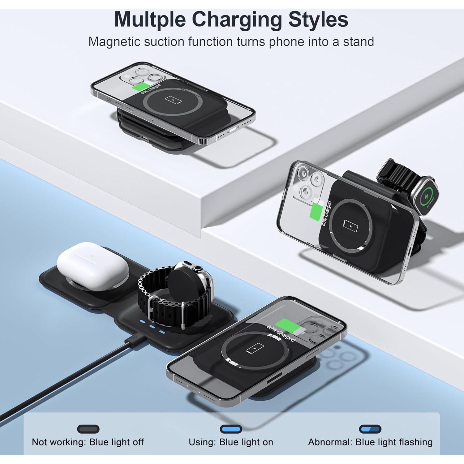 Estación de Carga 3 en 1 UCOMX Inalámbrica para Apple