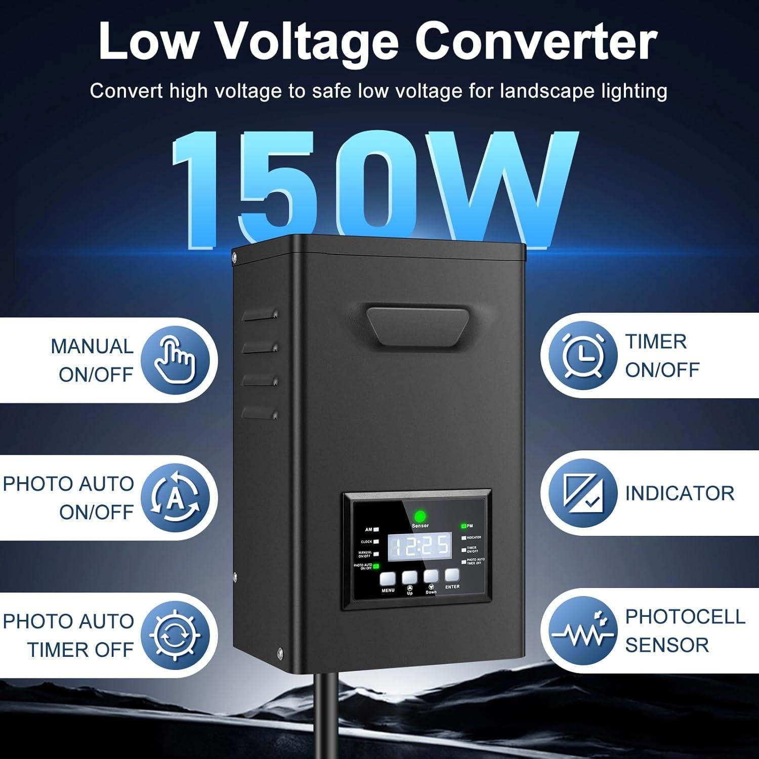 Transformador de Paisajismo 150W Jiasi 12V/15V con Temporizador