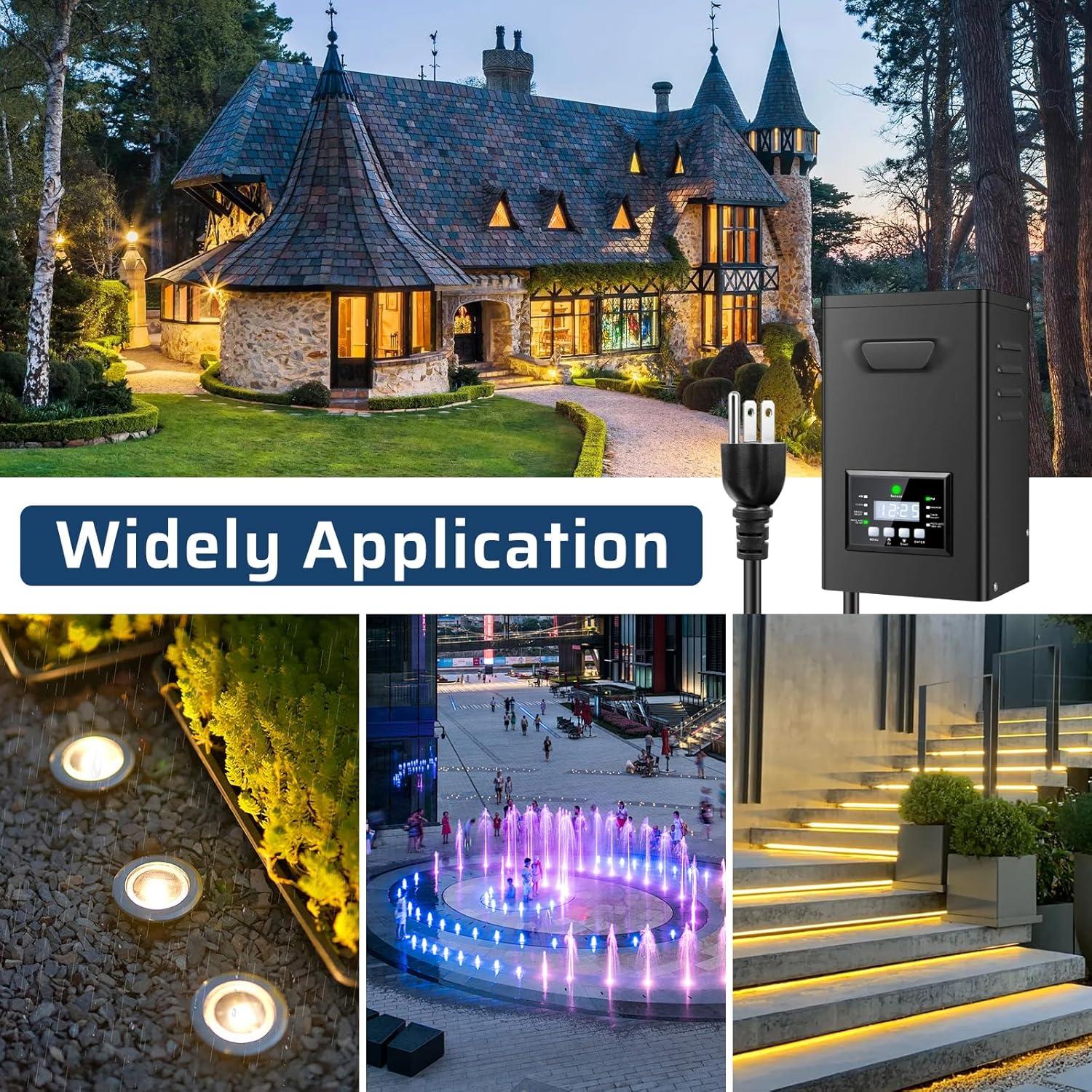 Transformador de Paisajismo 150W Jiasi 12V/15V con Temporizador