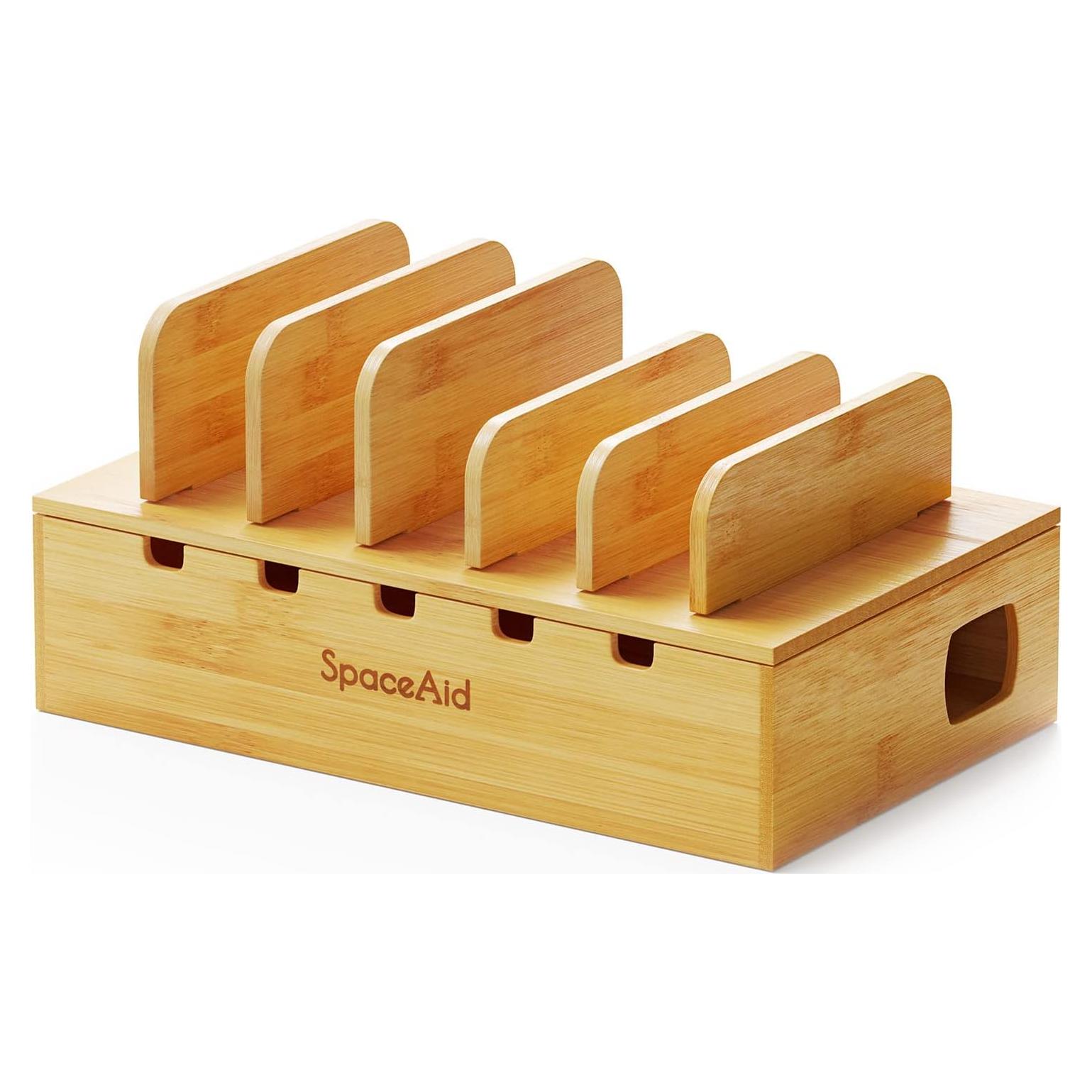 Estación de Carga SpaceAid de Bambú para 5 Dispositivos
