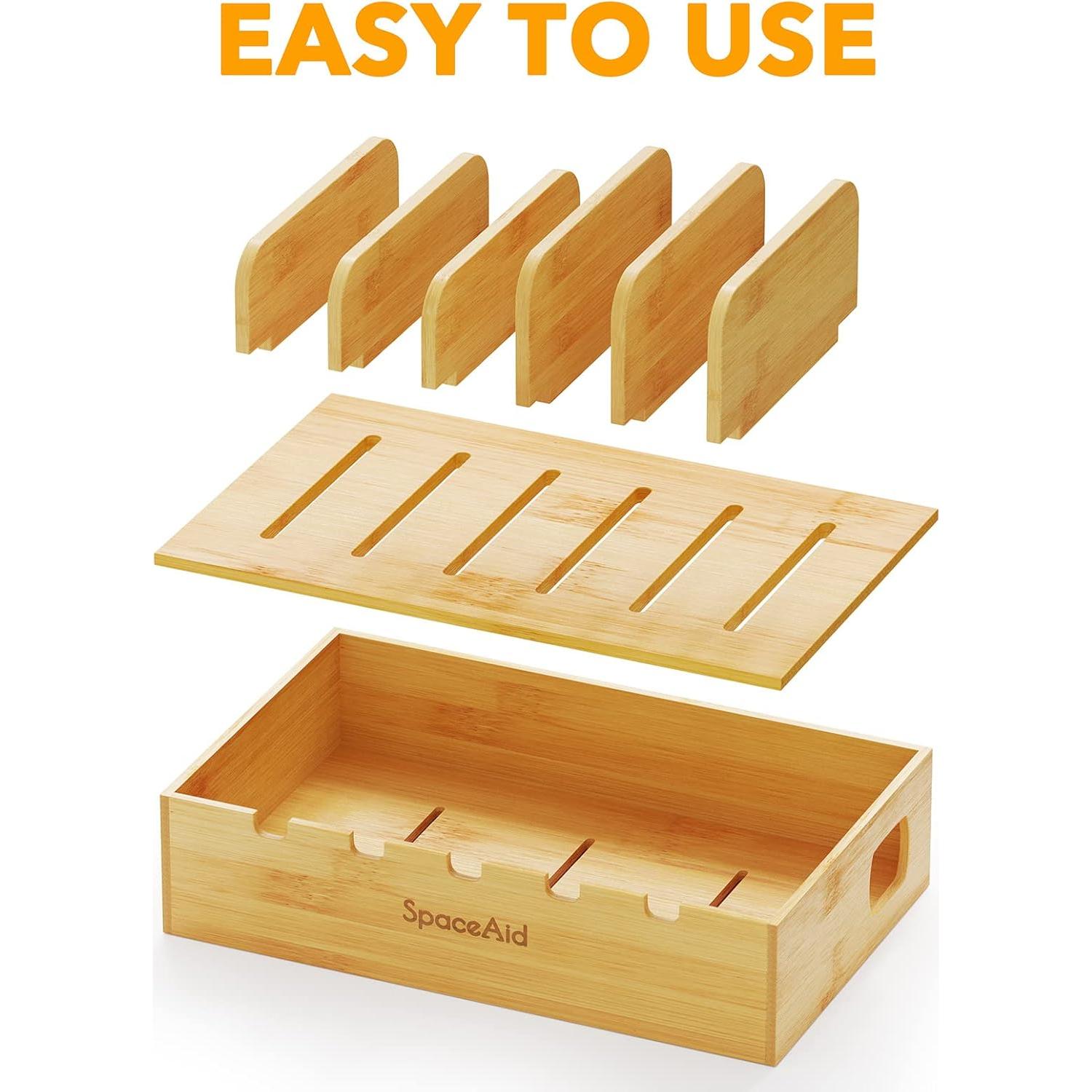 Estación de Carga SpaceAid de Bambú para 5 Dispositivos
