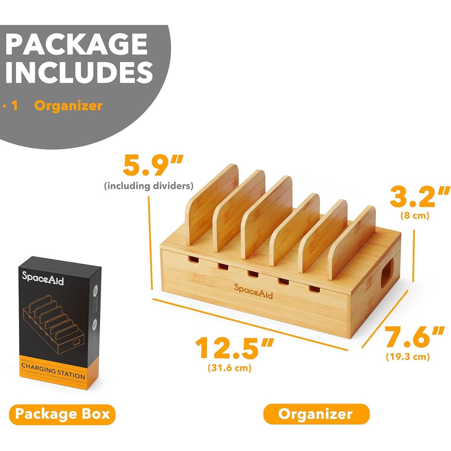 Estación de Carga SpaceAid de Bambú para 5 Dispositivos