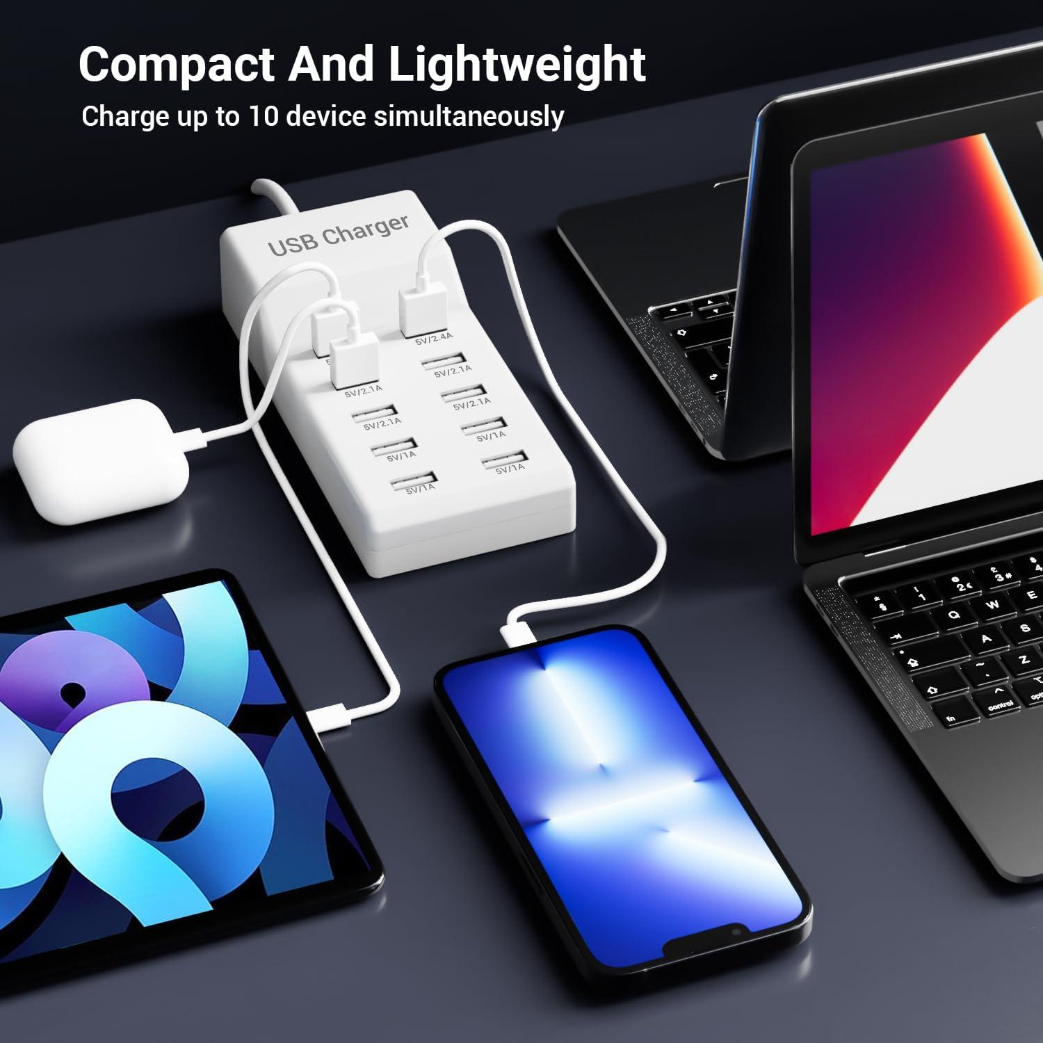 Cargador USB 10 Puertos Dongguan YC-A10 Carga Rápida 50W