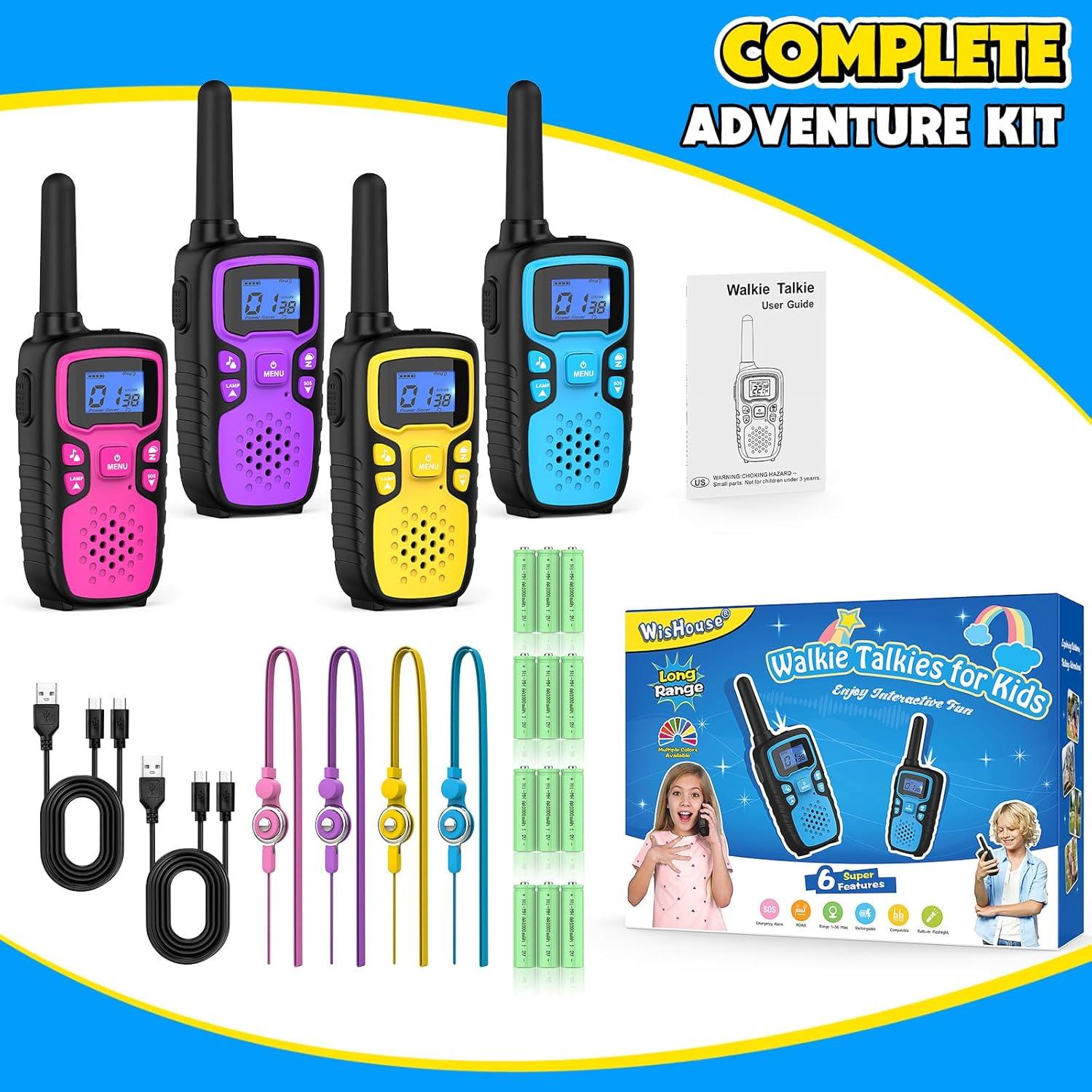 Walkie Talkies WisHouse M9 Recargables para Niños 4 Pzs