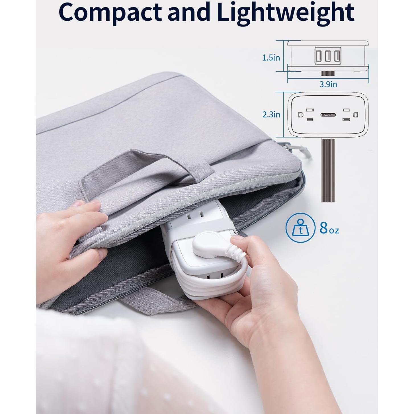 Regleta de Viaje NTONPOWER 4 Salidas 3 USB Compacta