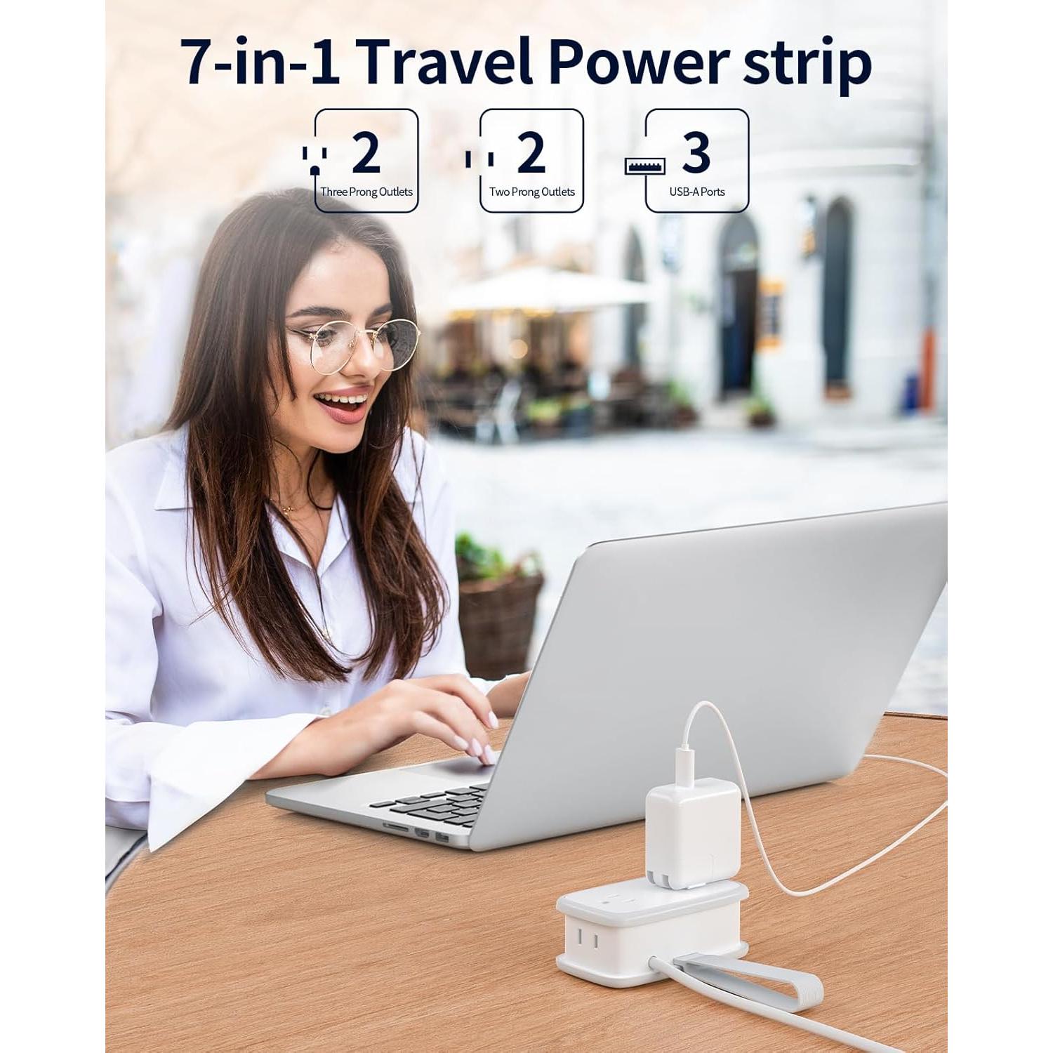 Regleta de Viaje NTONPOWER 4 Salidas 3 USB Compacta