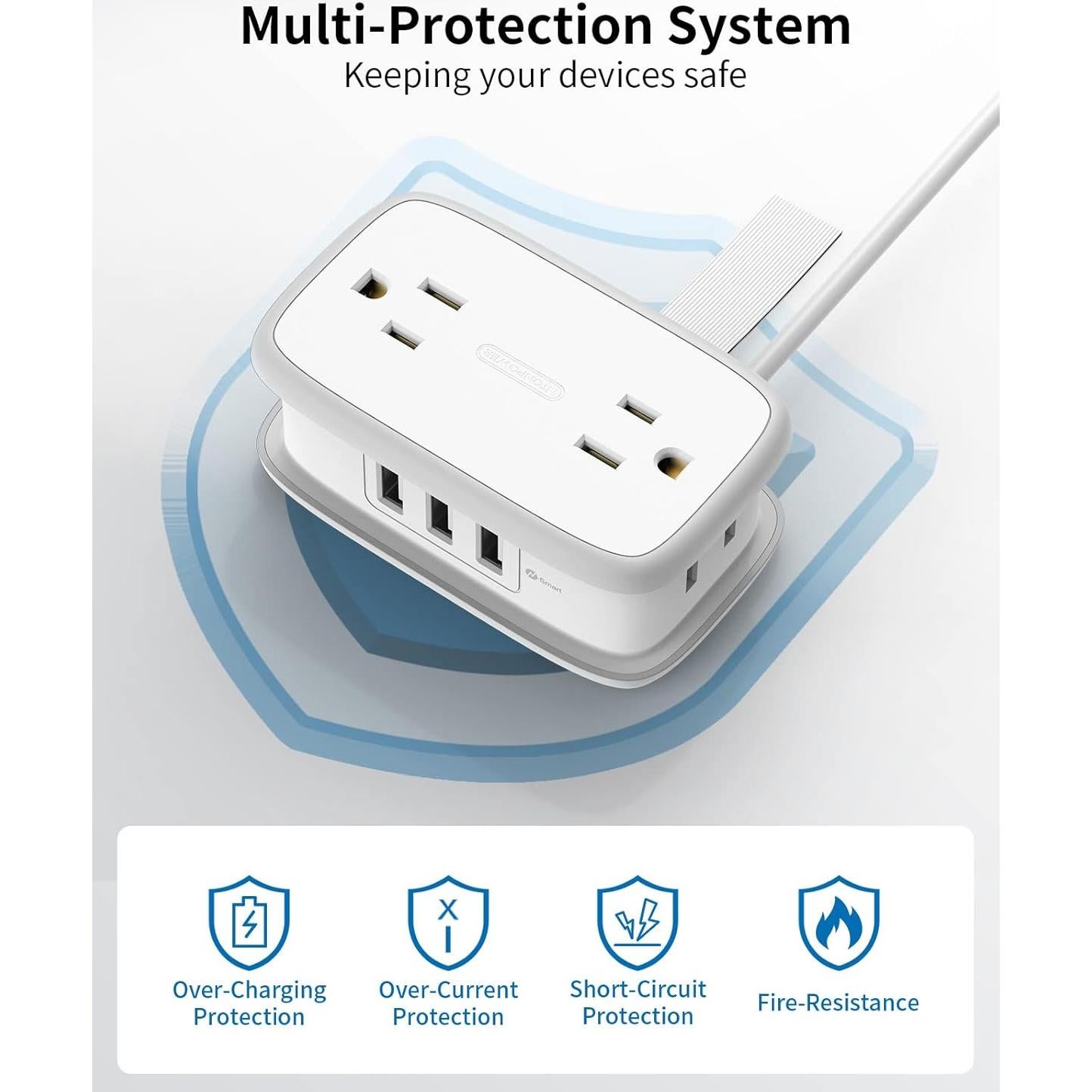 Regleta de Viaje NTONPOWER 4 Salidas 3 USB Compacta