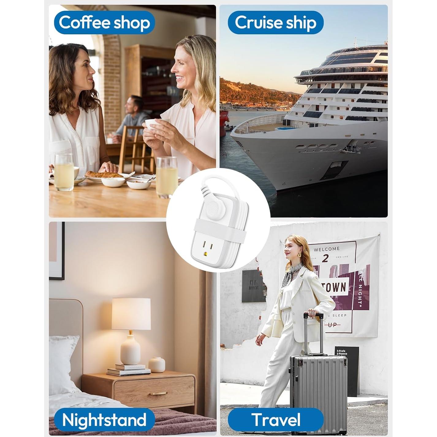 Regleta de Viaje NTONPOWER 4 Salidas 3 USB Compacta