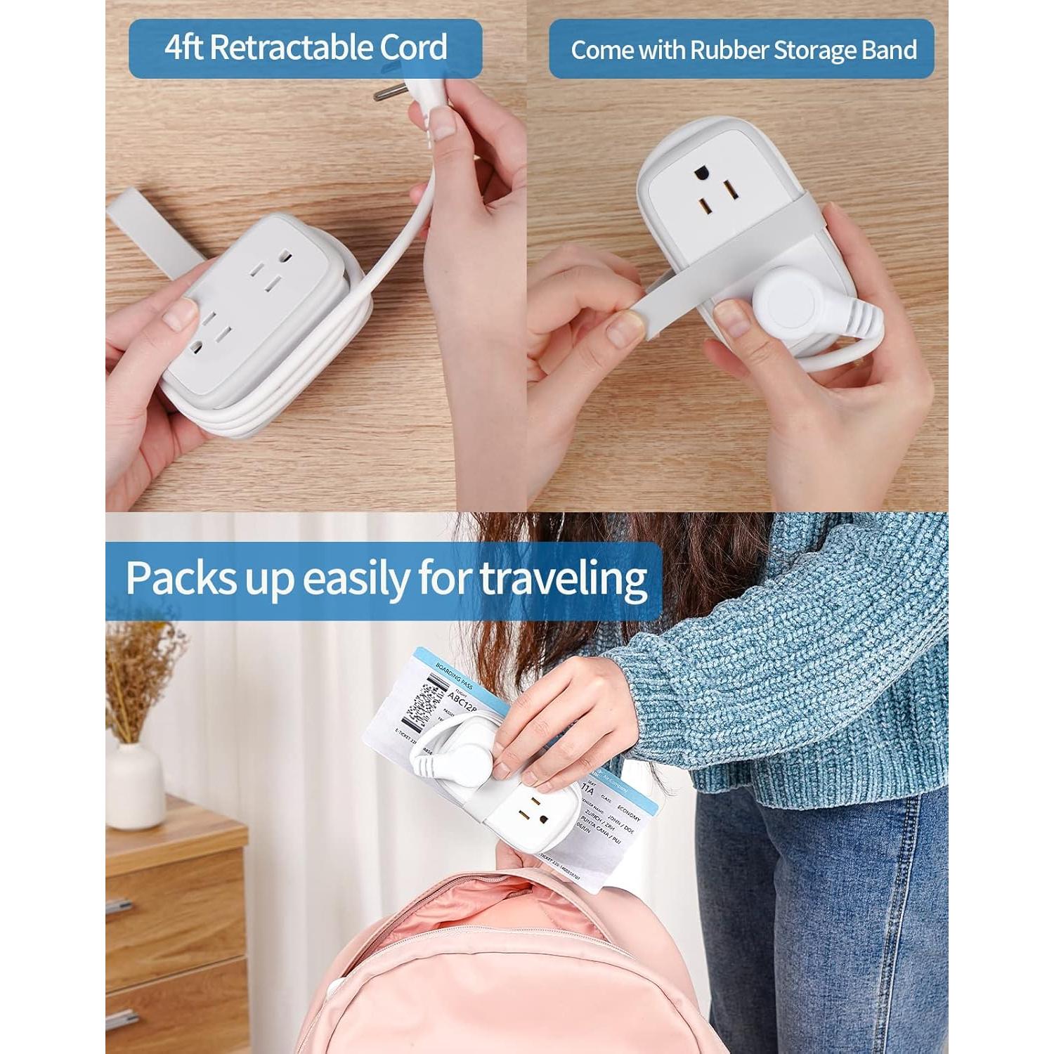 Regleta de Viaje NTONPOWER 4 Salidas 3 USB Compacta