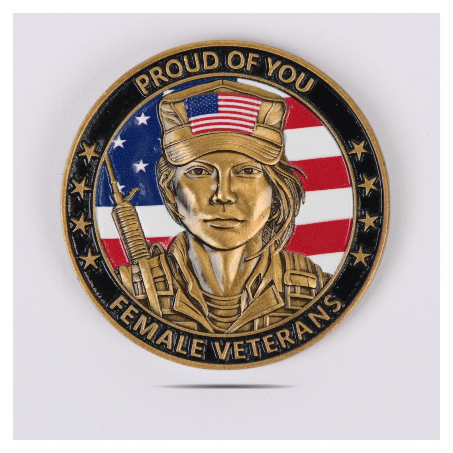Moneda Conmemorativa Veteranas Americanas 3D 4 cm Zinc