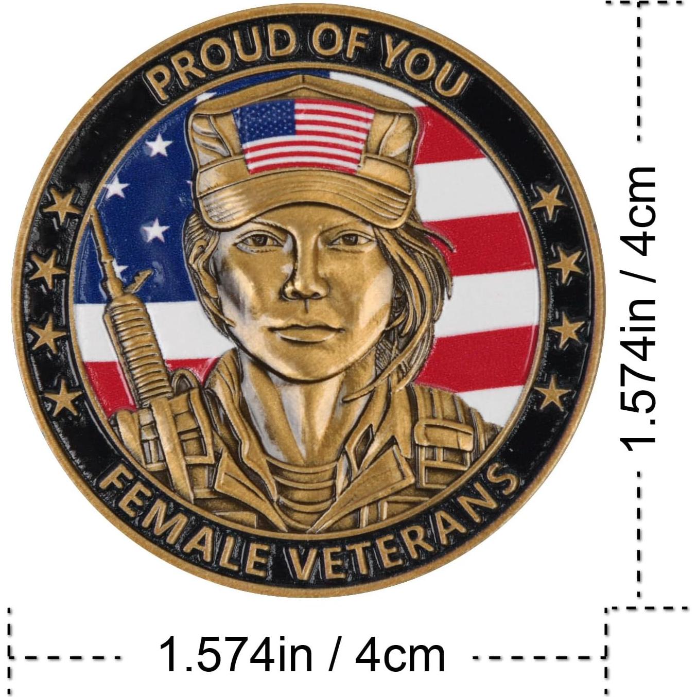 Moneda Conmemorativa Veteranas Americanas 3D 4 cm Zinc
