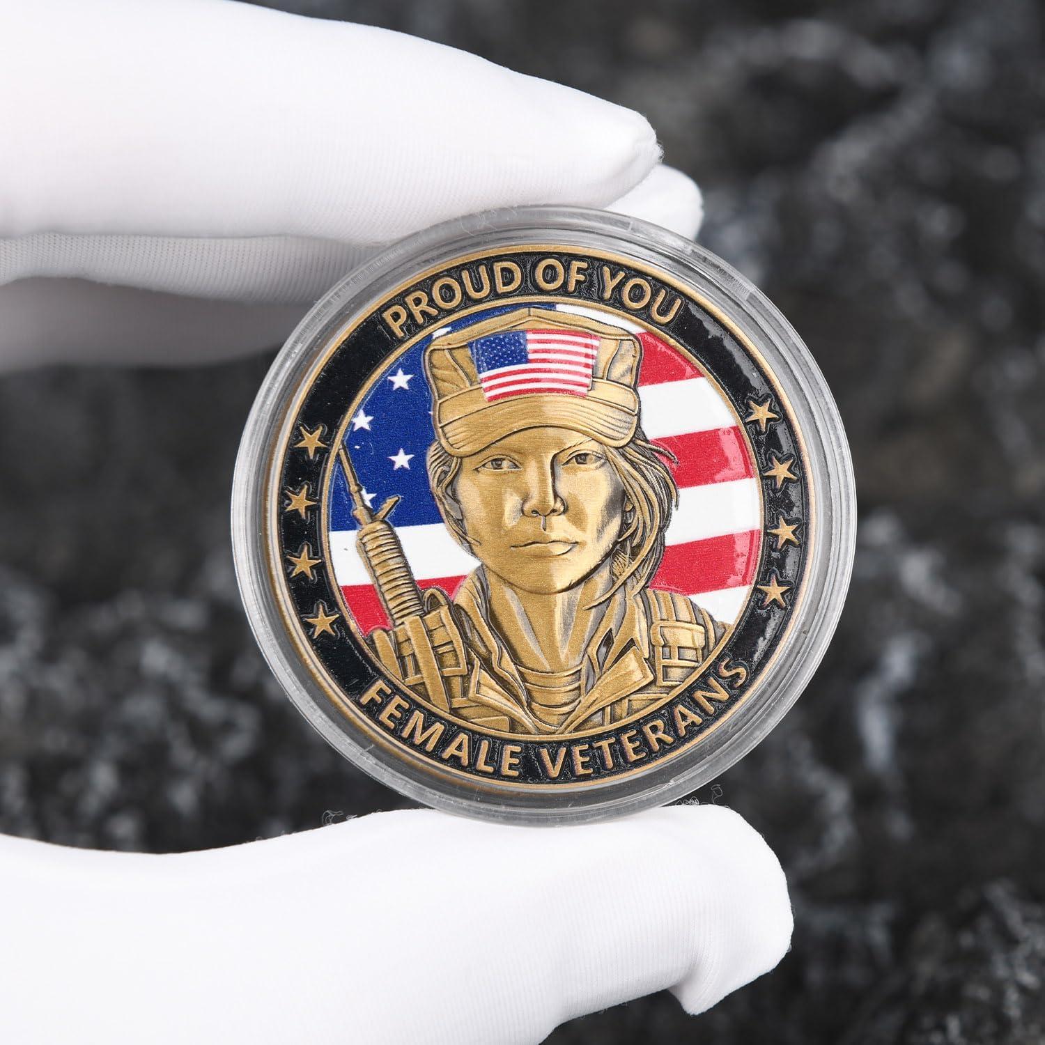 Moneda Conmemorativa Veteranas Americanas 3D 4 cm Zinc