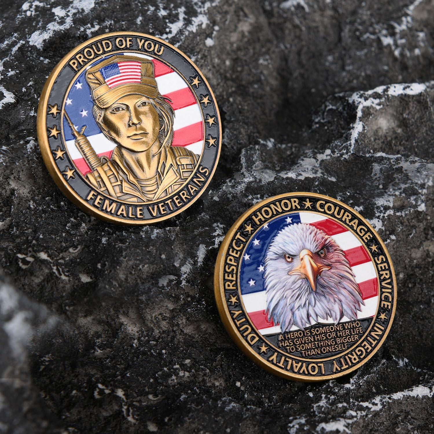 Moneda Conmemorativa Veteranas Americanas 3D 4 cm Zinc
