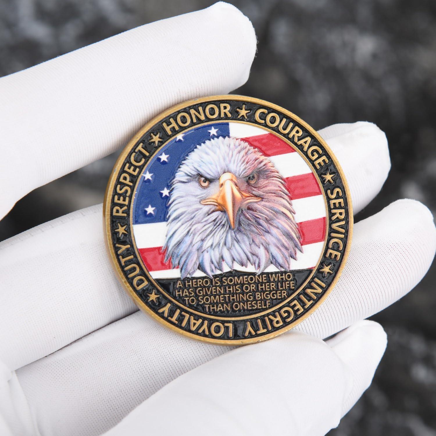 Moneda Conmemorativa Veteranas Americanas 3D 4 cm Zinc