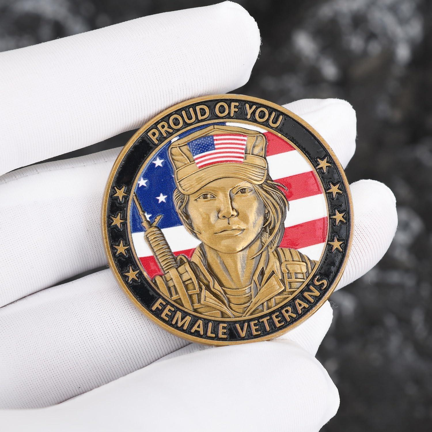 Moneda Conmemorativa Veteranas Americanas 3D 4 cm Zinc