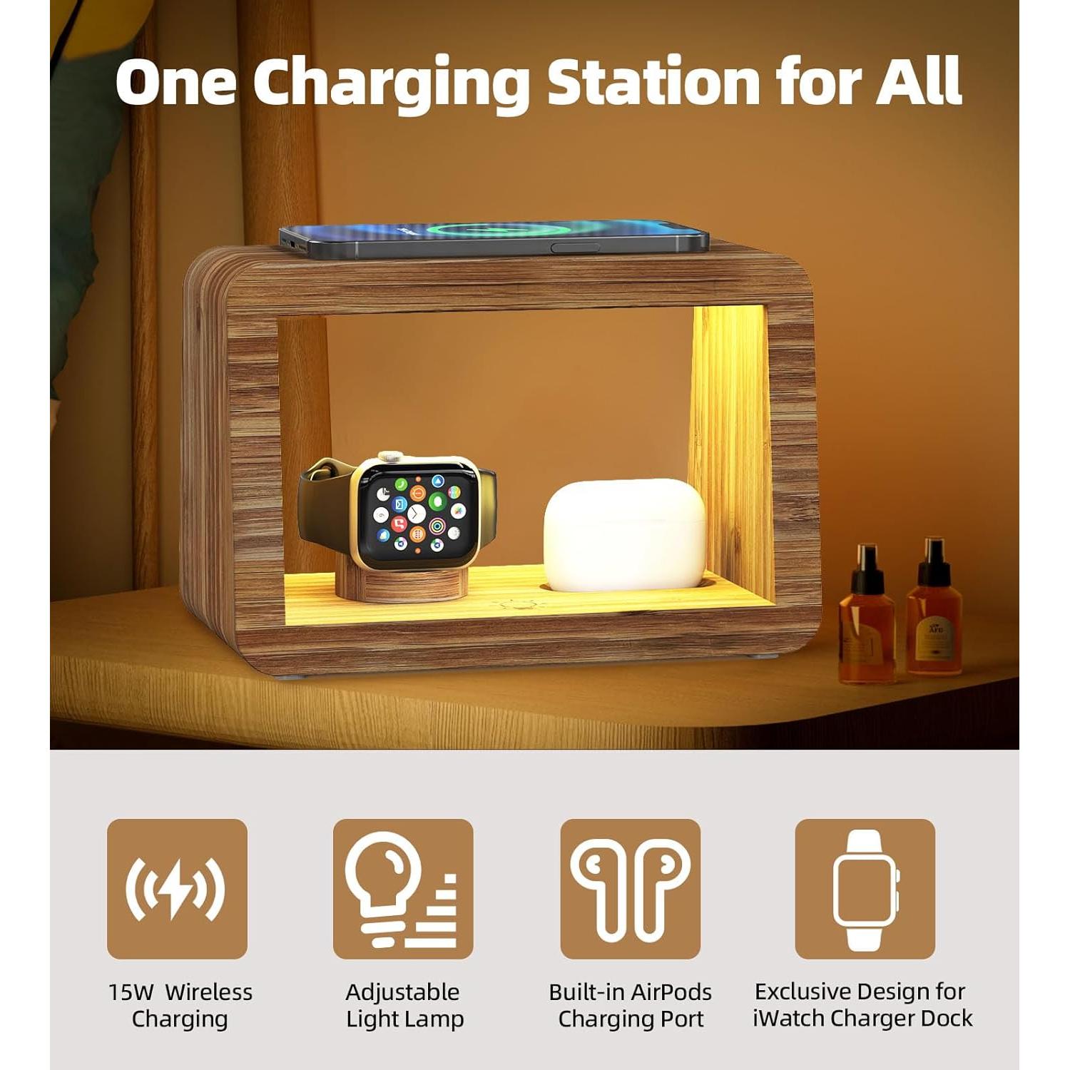 Estación de Carga Inalámbrica 15W Alltripal con Luz LED