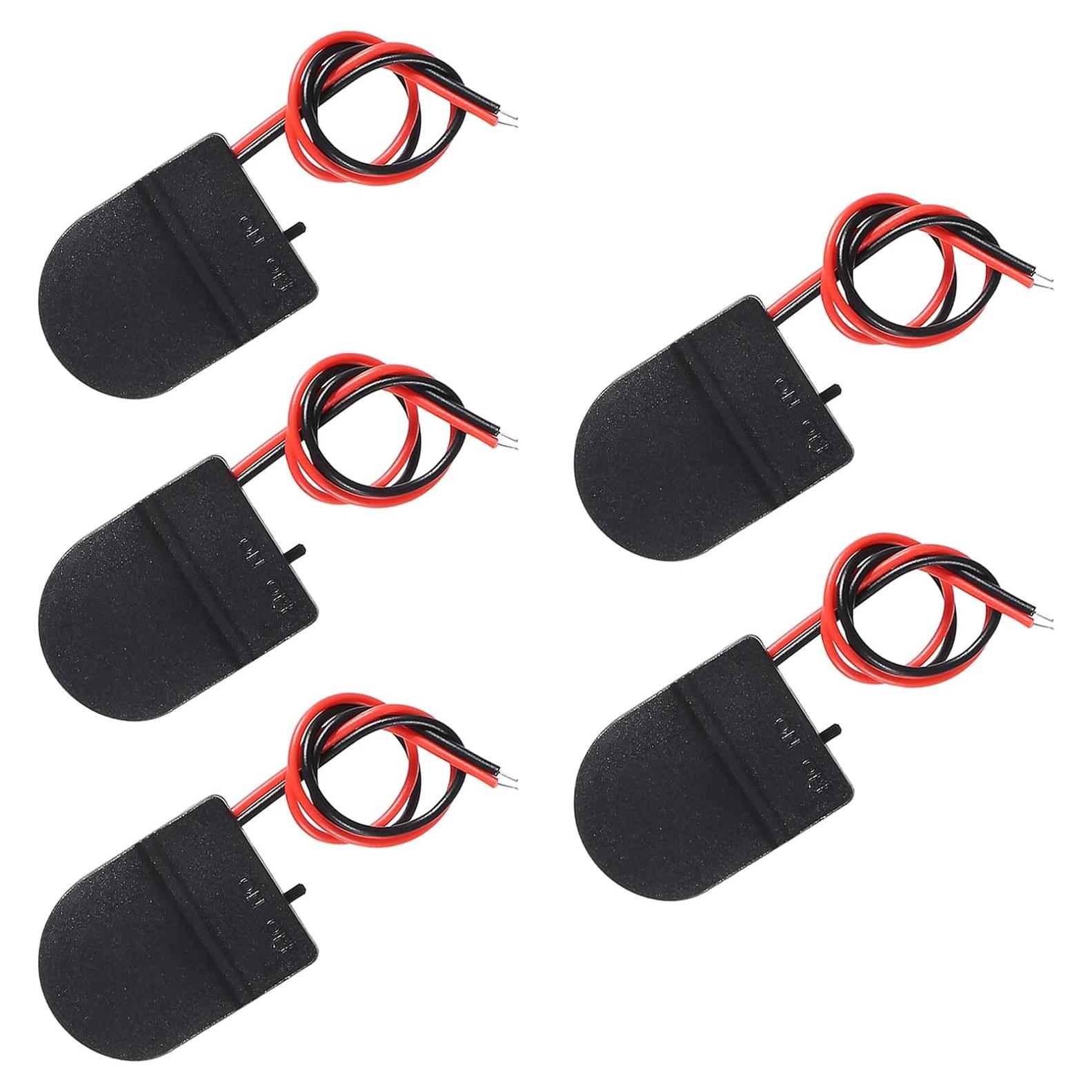 5 Soportes de Batería CR2032 con Interruptor ON/OFF - Negro