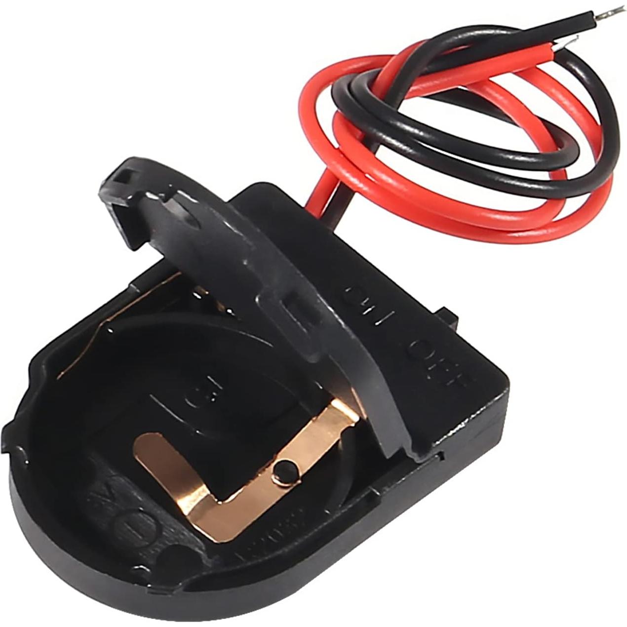 5 Soportes de Batería CR2032 con Interruptor ON/OFF - Negro