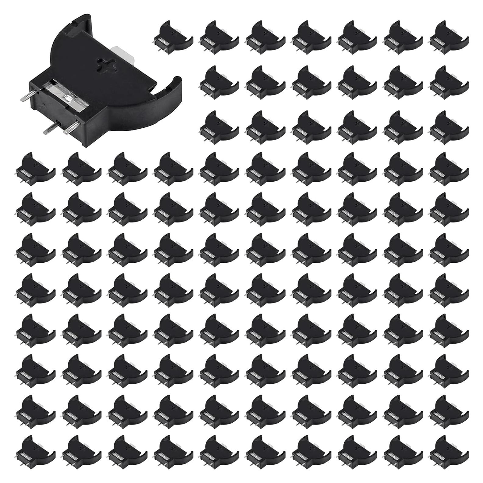 100 Soportes de Batería CR2032 con Conector de Soldadura 3 Pines