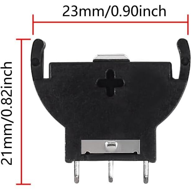 100 Soportes de Batería CR2032 con Conector de Soldadura 3 Pines