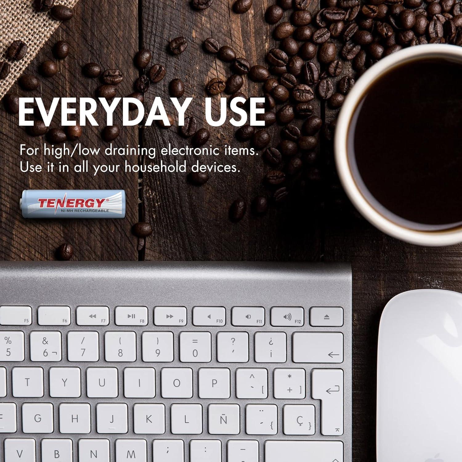 Cargador Tenergy TN145 + 4 Baterías AA + 4 AAA Recargables