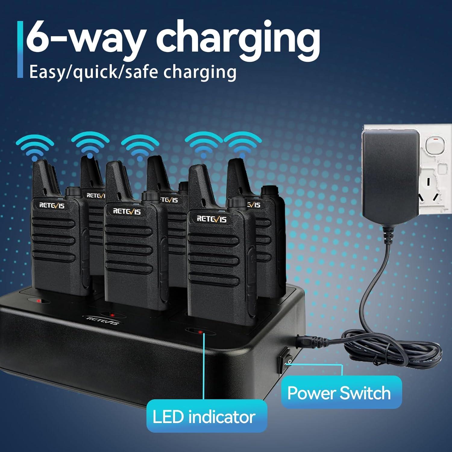 Walkie Talkies Retevis RT22 Recargables 6 Paquete Manos Libres