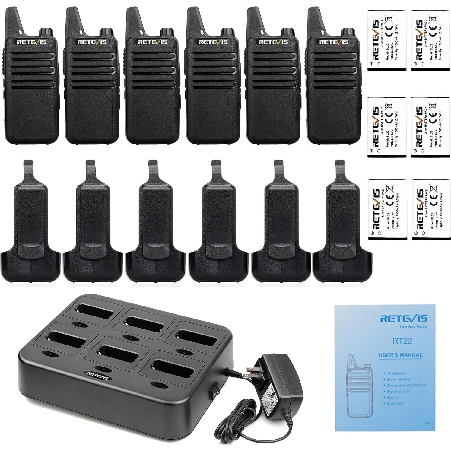 Walkie Talkies Retevis RT22 Recargables 6 Paquete Manos Libres