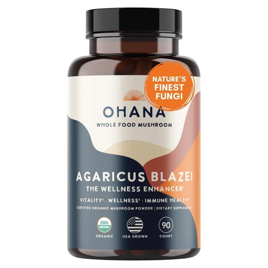 Suplemento Orgánico de Hongos Agaricus Blazei Ohana 90 Cápsulas