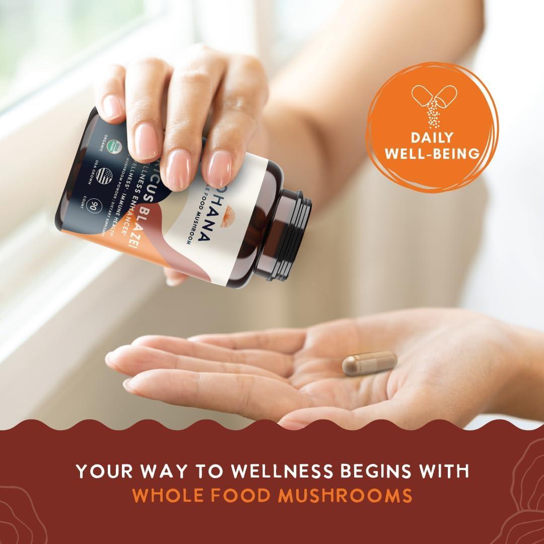 Suplemento Orgánico de Hongos Agaricus Blazei Ohana 90 Cápsulas