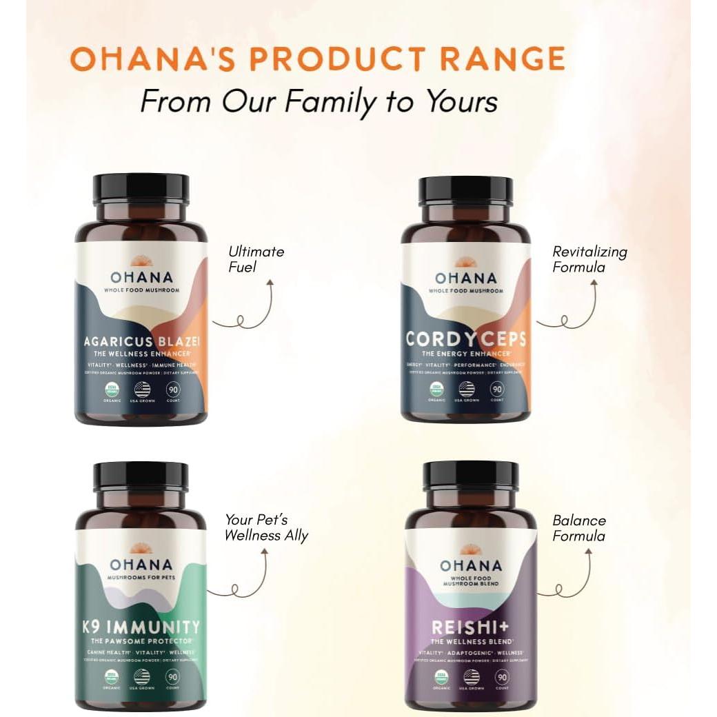 Suplemento Orgánico de Hongos Agaricus Blazei Ohana 90 Cápsulas