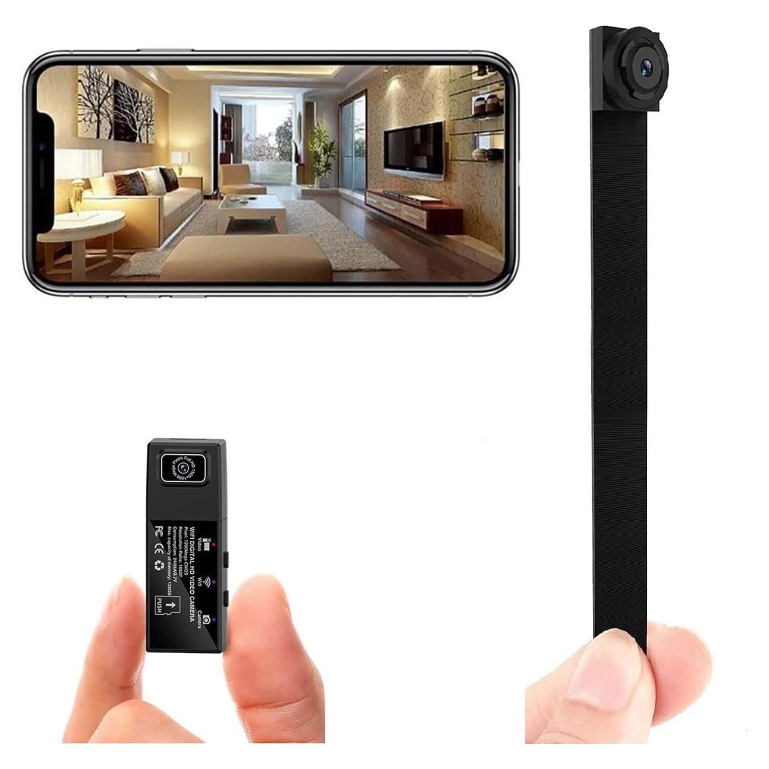 Mini Cámara Espía WiFi 1080P Portátil con Lente Extendida