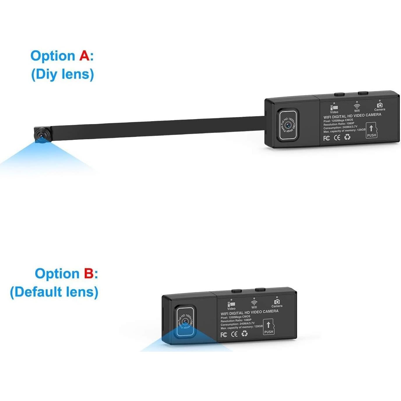 Mini Cámara Espía WiFi 1080P Portátil con Lente Extendida
