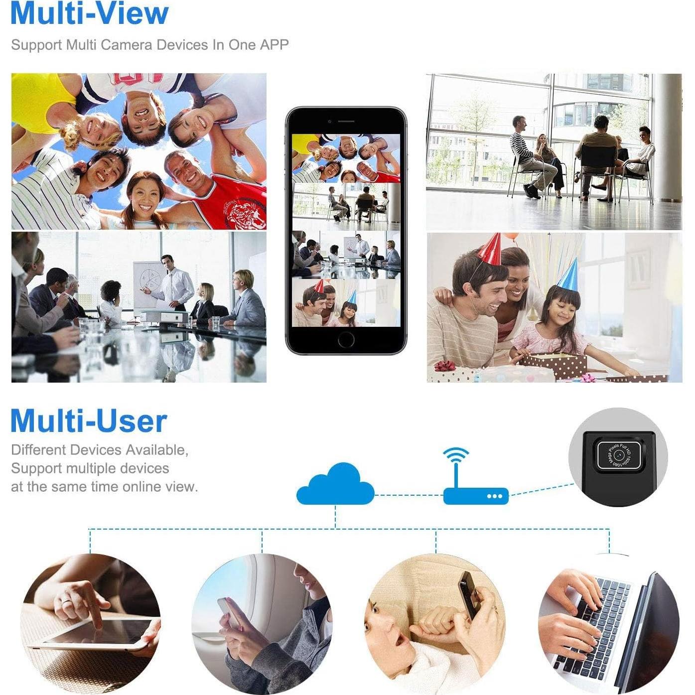 Mini Cámara Espía WiFi 1080P Portátil con Lente Extendida