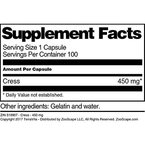 Cress 450 mg TerraVita - 100 Cápsulas Sin Rellenos