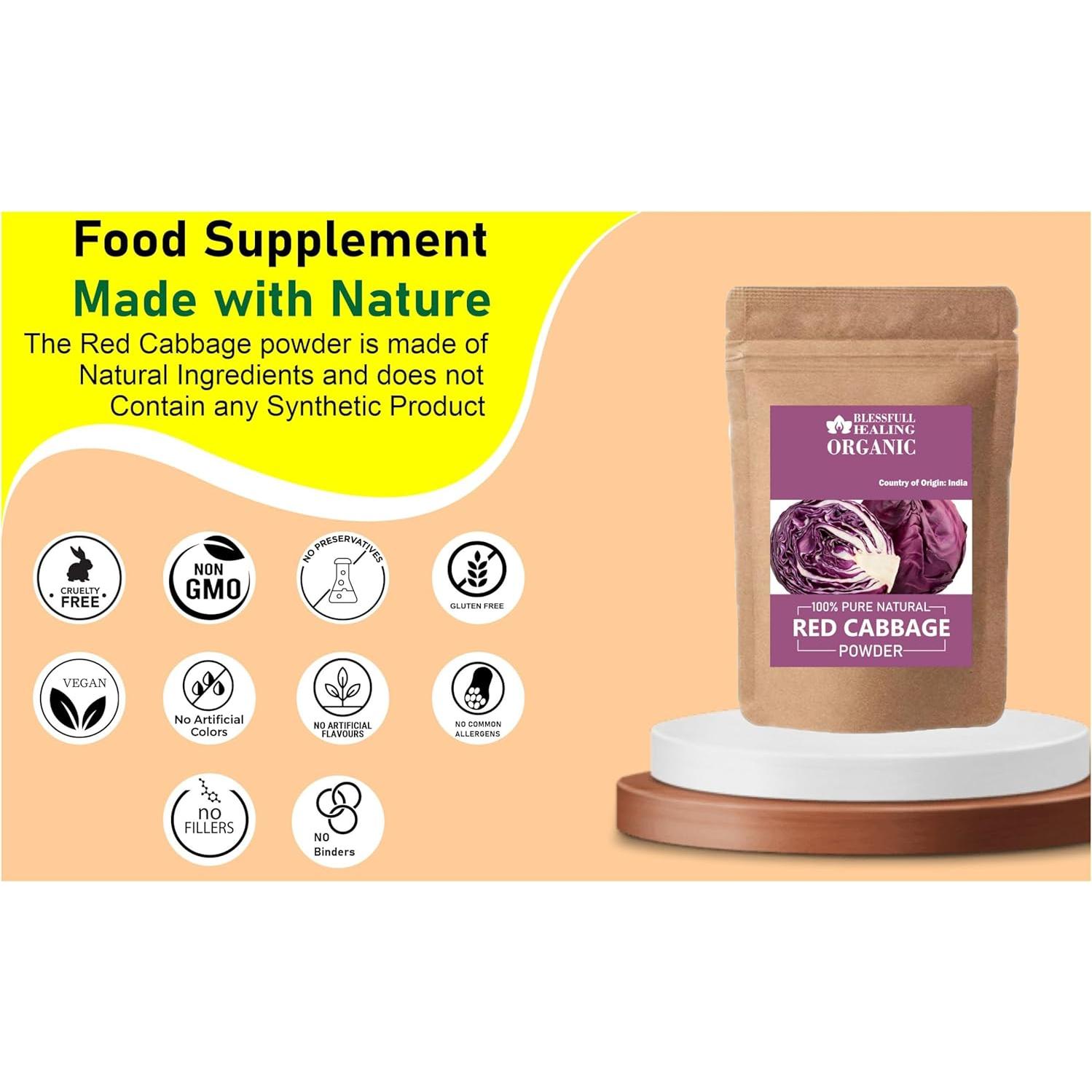 Polvo de Repollo Rojo Orgánico Blessfull Healing 100 Gr