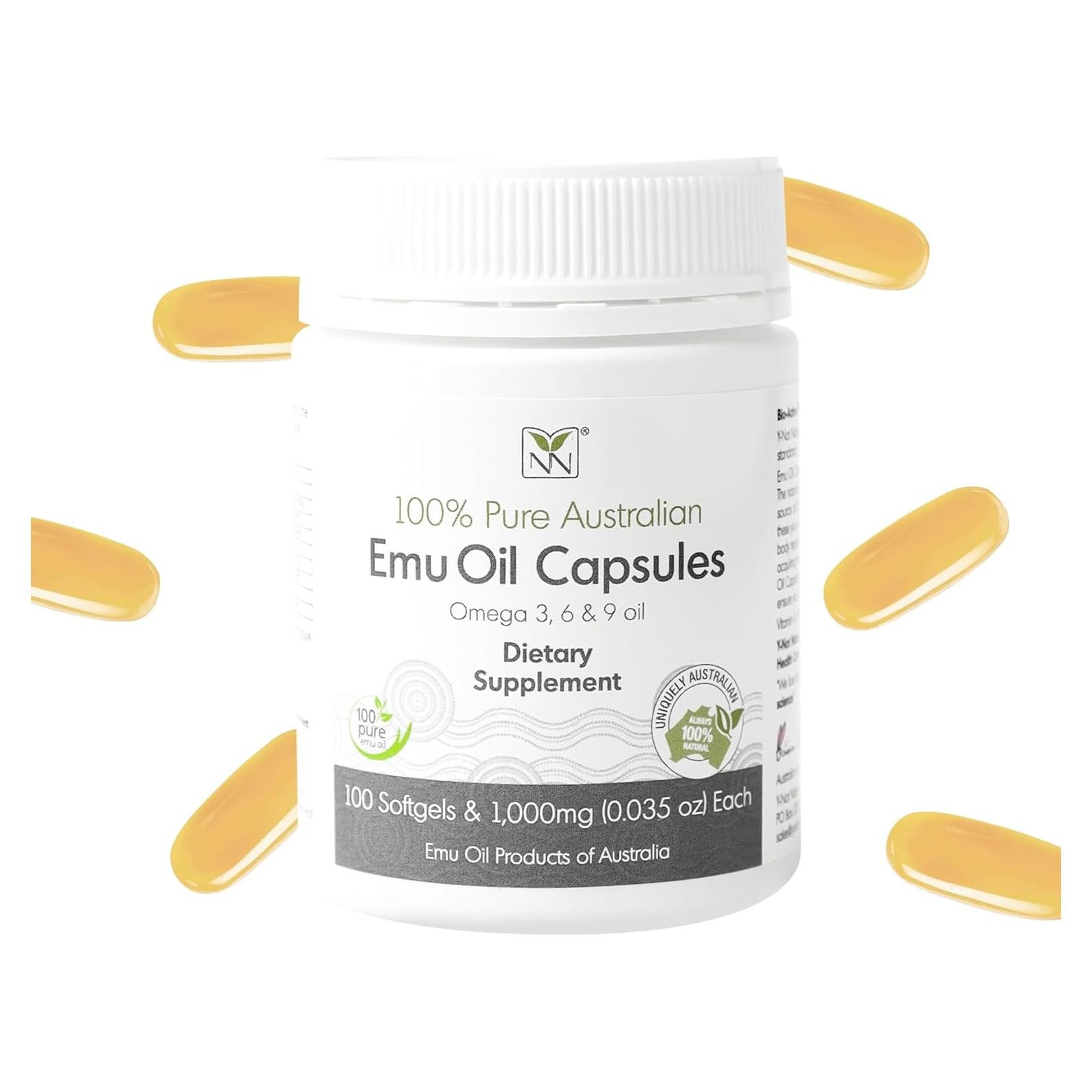 Cápsulas de Aceite de Emú Y-Not Natural 1000mg 100 Unidades