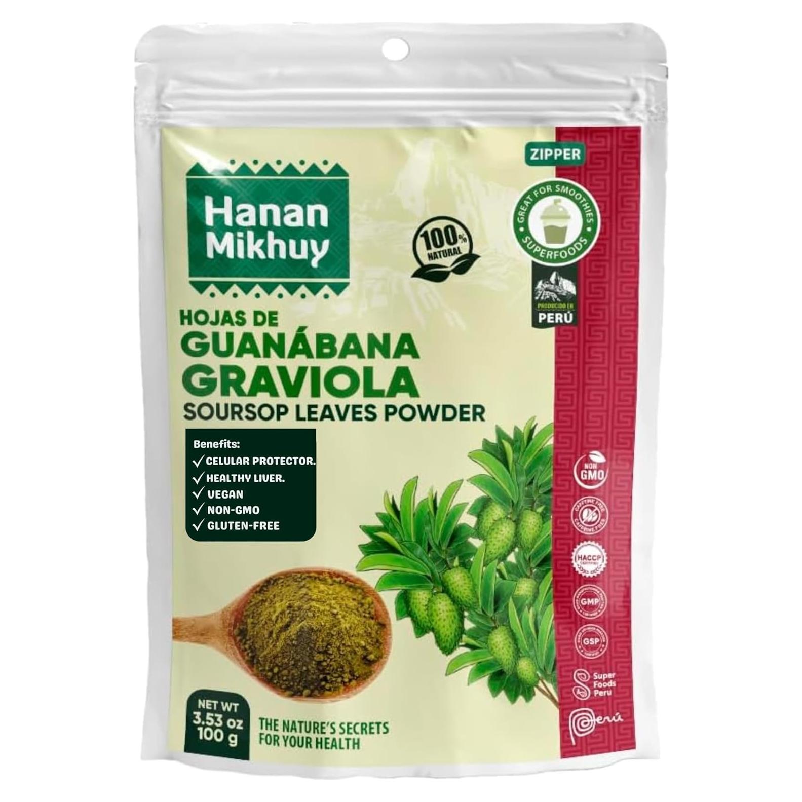 Polvo de Hoja de Guanábana 100g HANAN MIKHUY - Vegano, Sin Gluten