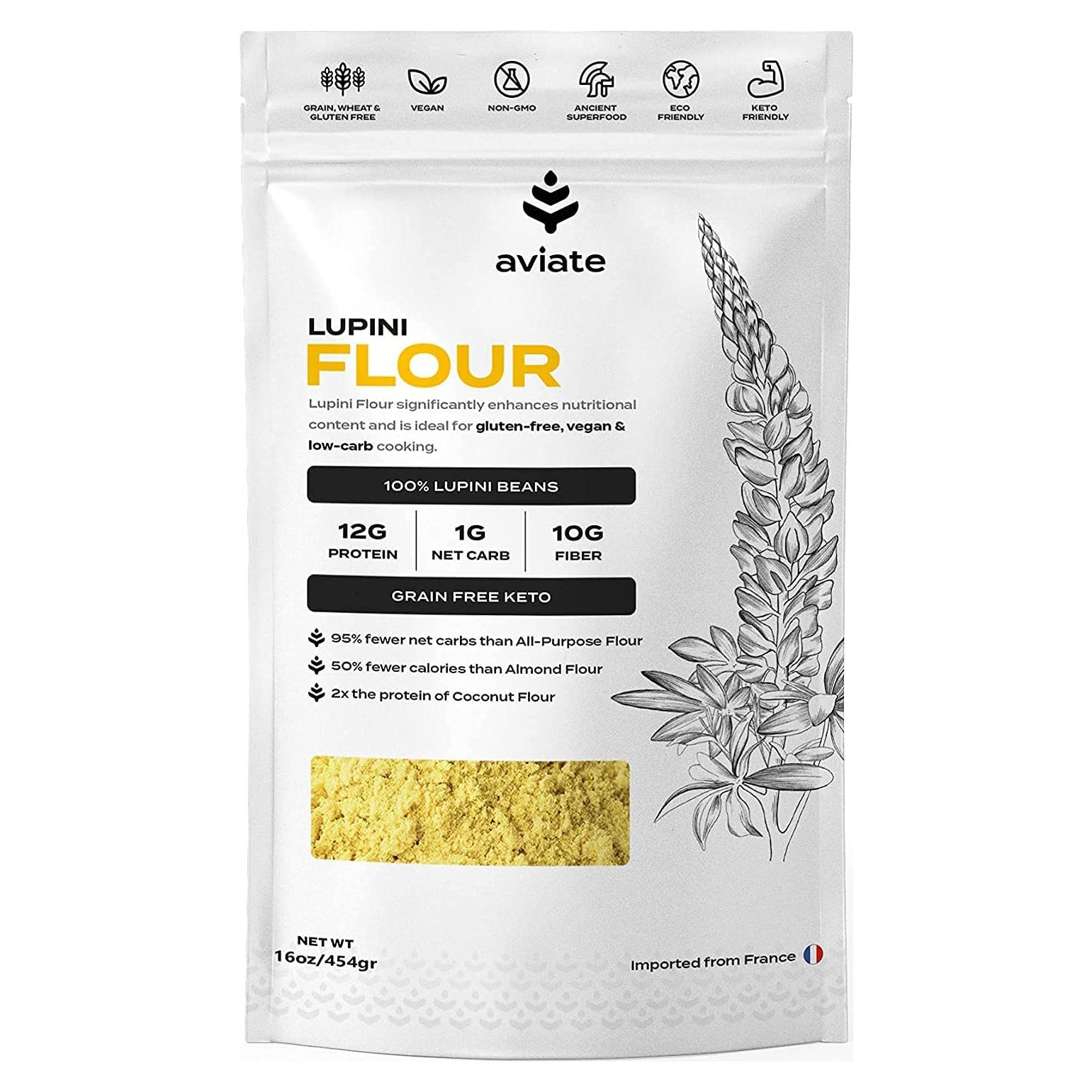 Harina de Lupini Aviate 453.6g - Alta en Proteínas y Fibra